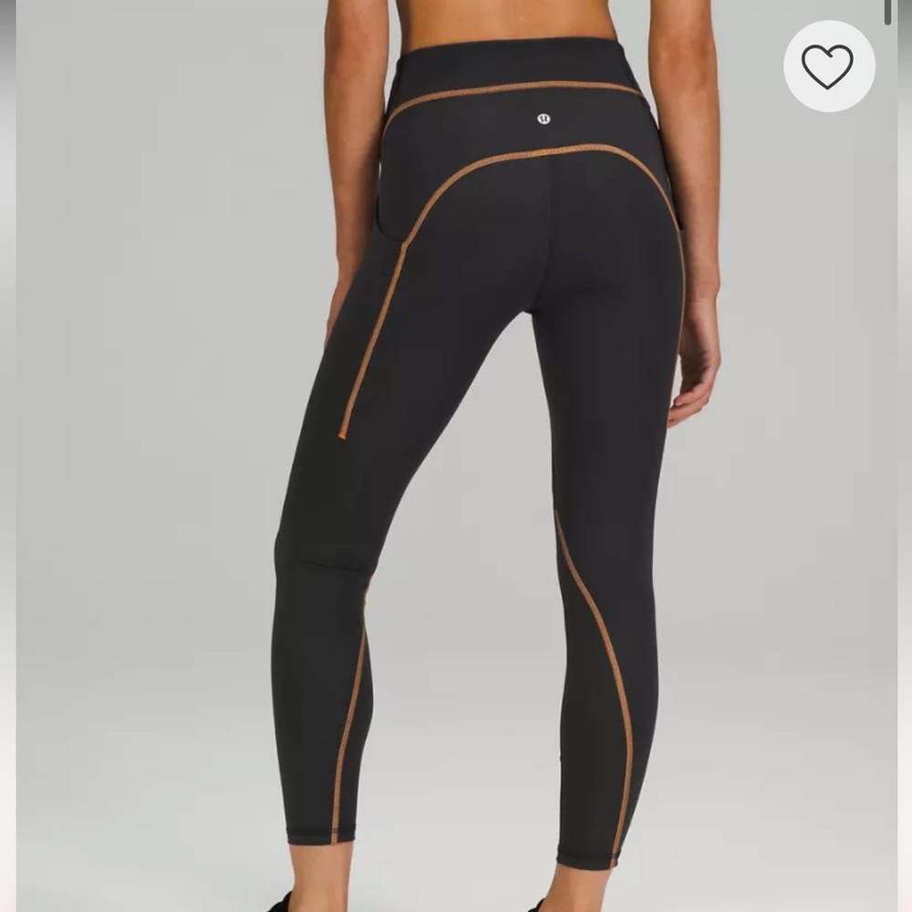 Lululemon Black Leggings with Gold/Orange Trim
